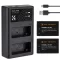 K&F Concept hordozható dupla USB-C akkumulátor LC-E17 töltő + 2db LP-E17 akkumulátor 1250mAh