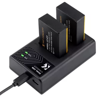   K&F Concept hordozható dupla USB-C akkumulátor LC-E17 töltő + 2db LP-E17 akkumulátor 1250mAh