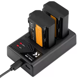   K&F Concept hordozható dupla USB-C akkumulátor BC-QZ1 töltő + 2db FZ100 akkumulátor 2280mAh
