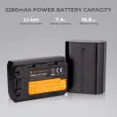 K&F Concept hordozható dupla USB-C akkumulátor BC-QZ1 töltő + 2db FZ100 akkumulátor 2280mAh