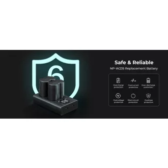  K&F Concept hordozható dupla USB-C akkumulátor NP-W235 töltő, LCD + 2db NP-W235 akkumulátor 2200mAh