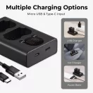 K&F Concept hordozható dupla USB-C akkumulátor NP-W235 töltő, LCD + 2db NP-W235 akkumulátor 2200mAh