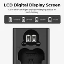 K&F Concept hordozható dupla USB-C akkumulátor NP-W235 töltő, LCD + 2db NP-W235 akkumulátor 2200mAh