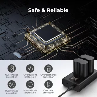   K&F Concept hordozható dupla NP-W235 akkumulátor töltő, LCD, USB-C, 2db NP-W235 akkumulátorhoz