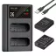 K&F Concept hordozható dupla USB-C akkumulátor MH-24 töltő + 2db EN-EL14 akkumulátor 1050mAh