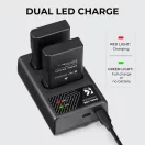 K&F Concept hordozható dupla USB-C akkumulátor MH-24 töltő + 2db EN-EL14 akkumulátor 1050mAh