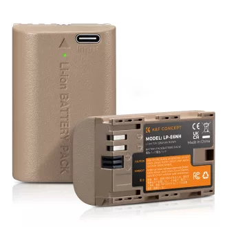   K&F Concept LP-E6NH akkumulátor 2250mAh, USB-C csatlakozóval