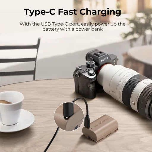 K&F Concept LP-E6NH akkumulátor 2250mAh, USB-C csatlakozóval