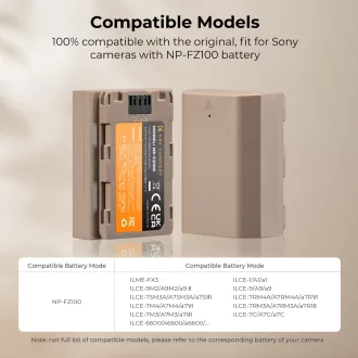   K&F Concept NP-FZ100 akkumulátor 2280mAh, USB-C csatlakozóval