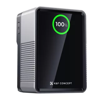   K&F Concept V-Mount Mini Pro akkumulátor, 99Wh, 14.8V, 6700mAH, 100W, BP, D-TAP, TFT kijelző, fekete
