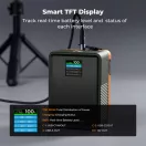 K&F Concept V-Mount Mini Pro akkumulátor, 99Wh, 14.8V, 6700mAH, 100W, BP, D-TAP, TFT kijelző, zöld