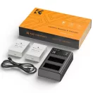 K&F Concept hordozható dupla USB-C akkumulátor LC-E12E töltő + 2db LP-E8 akkumulátor 1250mAh