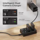 K&F Concept hordozható dupla USB-C akkumulátor LC-E12 töltő + 2db LP-E12 akkumulátor 1100mAh