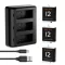 K&F Concept hordozható tripla USB-C akkumulátor töltő +3db GoPro Hero 12/11/10/9 akkumulátor 1730mAh