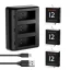 K&F Concept hordozható tripla USB-C akkumulátor töltő +3db GoPro Hero 12/11/10/9 akkumulátor 1730mAh