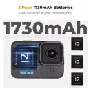 K&F Concept hordozható tripla USB-C akkumulátor töltő +3db GoPro Hero 12/11/10/9 akkumulátor 1730mAh