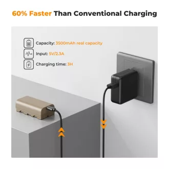   K&F Concep NP-F550 akkumulátor 3500mAh, USB-C csatlakozóval
