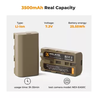   K&F Concep NP-F550 akkumulátor 3500mAh, USB-C csatlakozóval