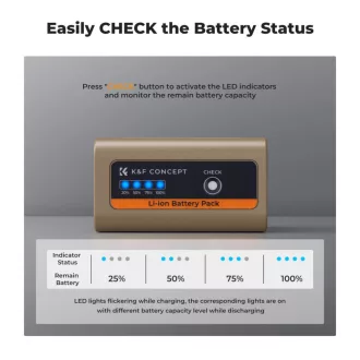   K&F Concep NP-F970 akkumulátor 10500mAh, USB-C csatlakozóval
