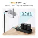 K&F Concept hordozható tripla USB-C akkumulátor BC-QZ1 töltő, LCD + 3db FZ100 akkumulátor 2280mAh