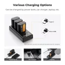 K&F Concept hordozható tripla USB-C akkumulátor BC-QZ1 töltő, LCD + 3db FZ100 akkumulátor 2280mAh