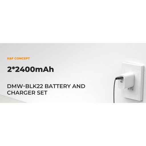 K&F Concept hordozható dupla USB-C akku DMW-BLK22 töltő, LCD + 2db DMW-BLK22 akkumulátor 2400mAh