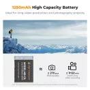 K&F Concept hordozható dupla USB-C akkumulátor CB-2LHE töltő, LCD + 2db NB-13L akkumulátor 1250mAh