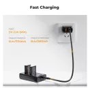 K&F Concept hordozható dupla USB-C akkumulátor CB-2LHE töltő, LCD + 2db NB-13L akkumulátor 1250mAh