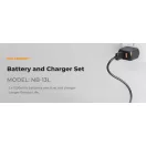 K&F Concept hordozható dupla USB-C akkumulátor CB-2LHE töltő, LCD + 2db NB-13L akkumulátor 1250mAh