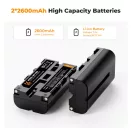 K&F Concept hordozható dupla USB-C akkumulátor NP-F550 töltő + 2db NP-F550 akkumulátor 2600mAh