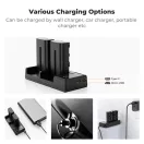 K&F Concept hordozható dupla USB-C akkumulátor NP-F550 töltő + 2db NP-F550 akkumulátor 2600mAh