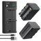 K&F Concept hordozható dupla USB-C akkumulátor NP-F970 töltő + 2db NP-F970 akkumulátor 6600mAh