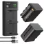 K&F Concept hordozható dupla USB-C akkumulátor NP-F970 töltő + 2db NP-F970 akkumulátor 6600mAh