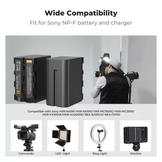   K&F Concept hordozható dupla USB-C akkumulátor NP-F970 töltő + 2db NP-F970 akkumulátor 6600mAh