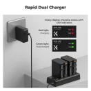 K&F Concept hordozható dupla USB-C akkumulátor NP-F970 töltő + 2db NP-F970 akkumulátor 6600mAh