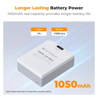   K&F Concept NP-W126 akkumulátor 1050mAh, USB-C csatlakozóval, 2db