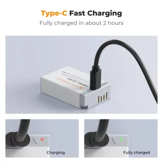   K&F Concept LP-E17 akkumulátor 1040mAh, USB-C csatlakozóval, 2db