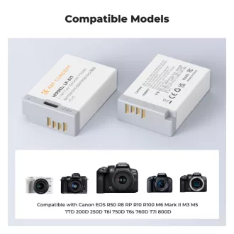  K&F Concept LP-E17 akkumulátor 1040mAh, USB-C csatlakozóval, 2db