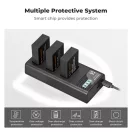 K&F Concept hordozható tripla USB-C akkumulátor LC-E17 töltő, LCD + 3db LP-E17 akkumulátor 1250mAh