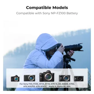   K&F Concept hordozható moduláris dupla töltő, 2db NP-FZ100 akkumulátorhoz