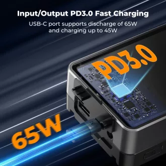   K&F Concept V-Mount Mini Pro akkumulátor, 50Wh, 3400mAh, 65W töltés, D-TAP, BP, DC, TFT kijelző