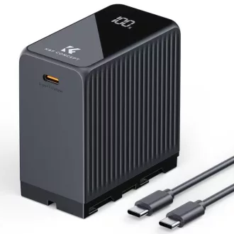   K&F Concept NP-F970 akkumulátor 10500mAh, dupla USB-C I/O, USB-A, érintőkijelző, PD45W, USB