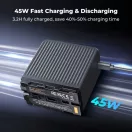K&F Concept NP-F970 akkumulátor 10500mAh, dupla USB-C I/O, USB-A, érintőkijelző, PD45W, USB