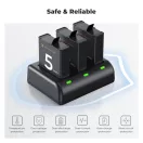 K&F Concept hordozható tripla USB-C akkumulátor töltő +3db DJI Osmo Action 5 Pro/4/3 akku 2100mAh