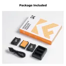 K&F Concept hordozható tripla USB-C akkumulátor töltő +3db DJI Osmo Action 5 Pro/4/3 akku 2100mAh