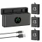 K&F Concept hordozható tripla USB-C akkumulátor töltő, LCD +3db GoPro Hero 13 akkumulátor 2100mAh