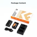 K&F Concept hordozható dupla USB-C akkumulátor LC-E6P töltő, LCD + 2db LP-E6P akkumulátor 2400mAh