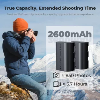   K&F Concept hordozható dupla USB-C akkumulátor LC-E6 töltő, LCD + 2db LP-E6NH akkumulátor 2600mAh