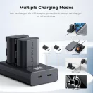 K&F Concept hordozható dupla USB-C akkumulátor LC-E6 töltő, LCD + 2db LP-E6NH akkumulátor 2600mAh