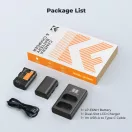 K&F Concept hordozható dupla USB-C akkumulátor LC-E6 töltő, LCD + 2db LP-E6NH akkumulátor 2600mAh